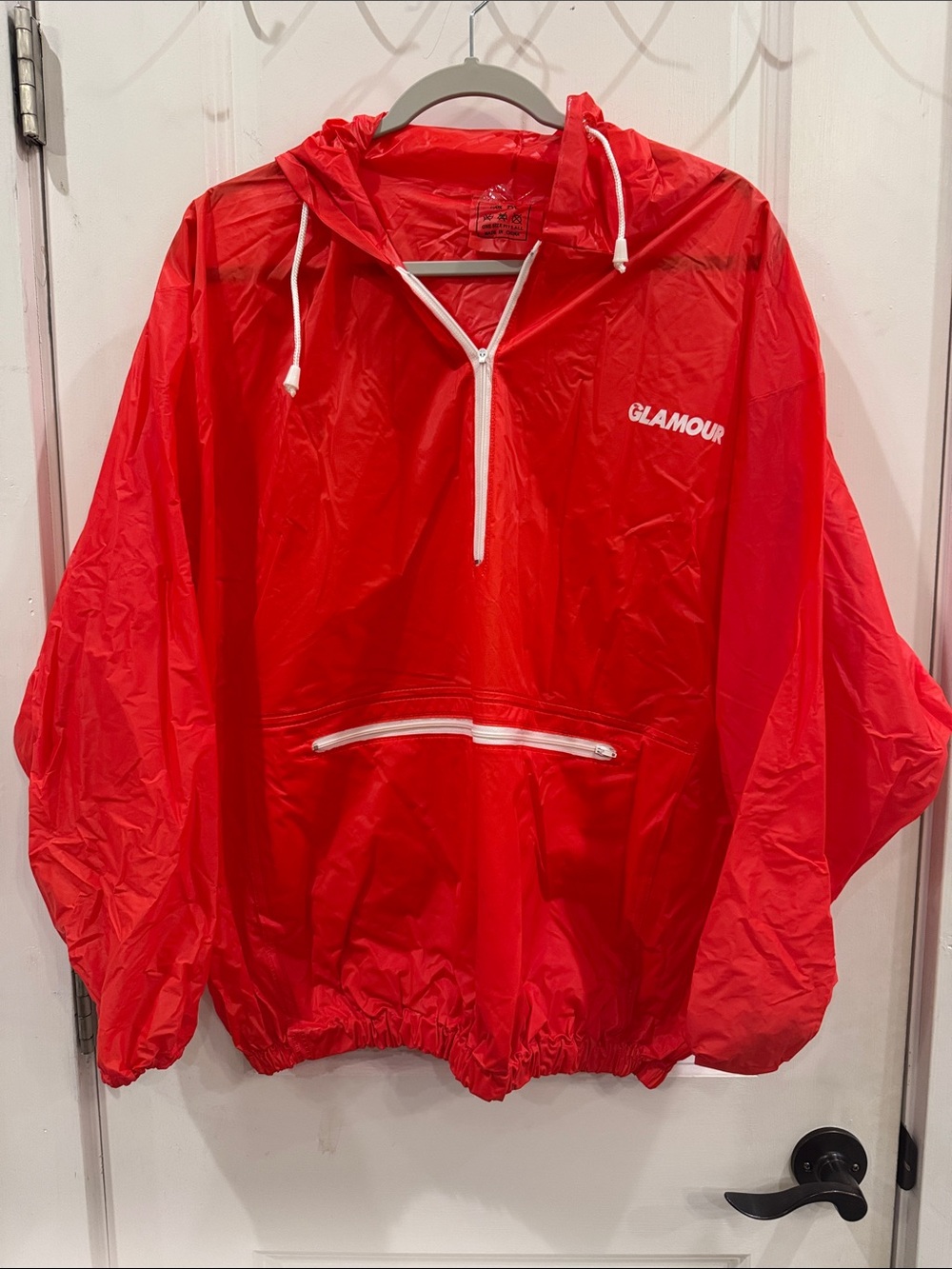 Vintage Glamour Magazine Red Pullover PVC Rain Jacket unisex men’s women’s